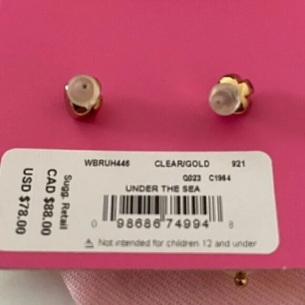NWT Kate Spade Under the Sea Pave Gold Shell Freshwater Pearl Pierced Earrings
